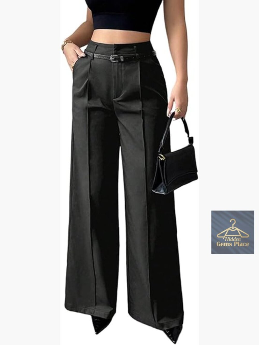 Wide Leg Dress Pants High Waist Straight Leg Work Casual Trousers with Pockets